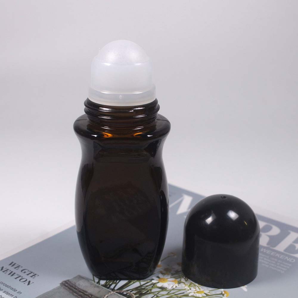 50/ML red white black glass deodorant bottle,roller bottles with white/gold color cap packaging retail and Wholesale