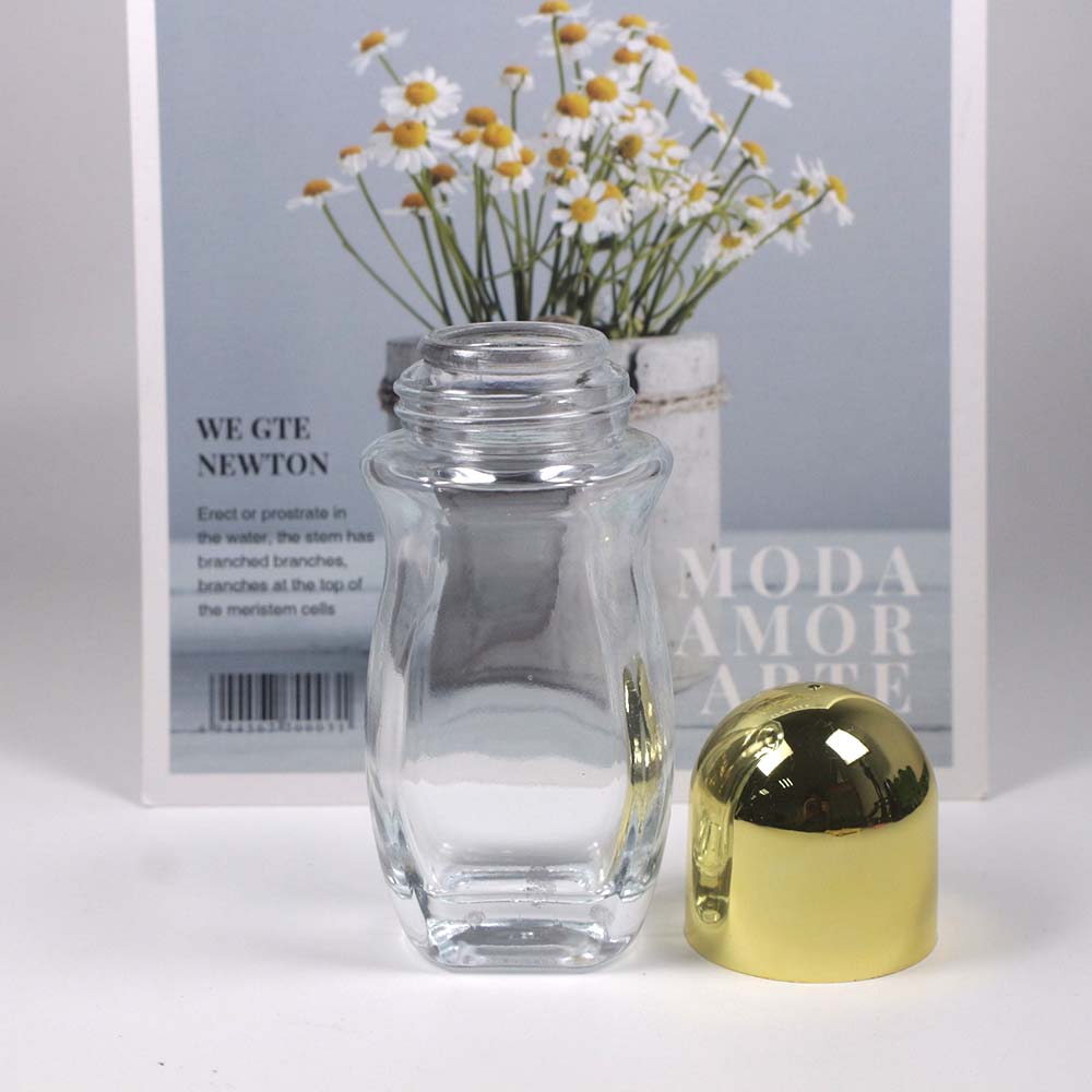 50/ML red white black glass deodorant bottle,roller bottles with white/gold color cap packaging retail and Wholesale