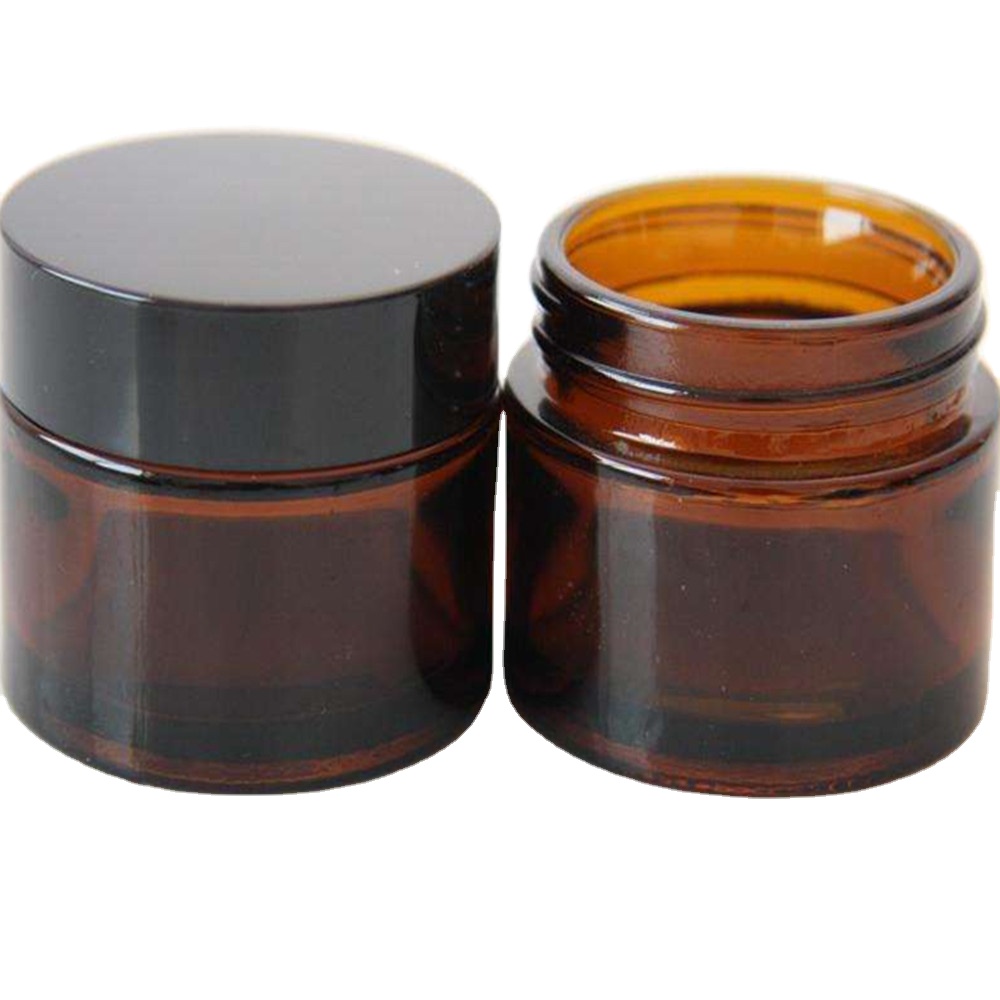 50 Ml 100ml 120ml Cream Jar Containers Cosmetic Cream Glass Jar Plastic Lid with Black Skin Care Cream Screen Printing Screw Cap