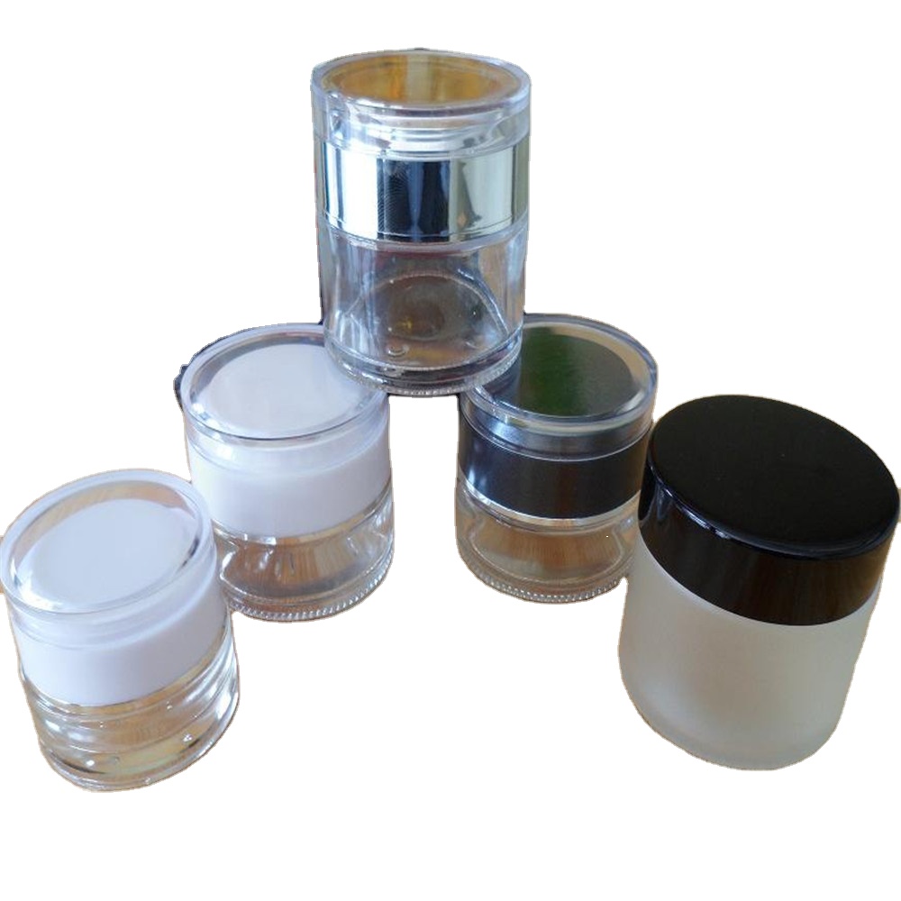 50 Ml 100ml 120ml Cream Jar Containers Cosmetic Cream Glass Jar Plastic Lid with Black Skin Care Cream Screen Printing Screw Cap