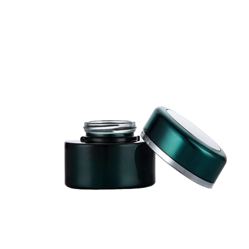 50 Ml 100ml 120ml Cream Jar Containers Cosmetic Cream Glass Jar Plastic Lid with Black Skin Care Cream Screen Printing Screw Cap