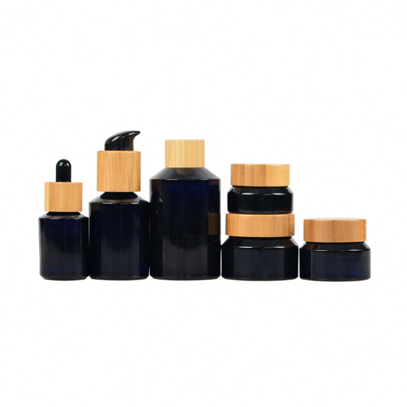 50 Ml 30Ml Glass Essential Oil Bottle With Bamboo Pump Lotion Cap Lid