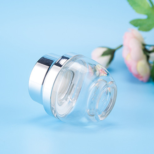 50 gram clear glass jar with shiny gold or silver cap for packing facial cream eye cream 30gram facial essence glass container