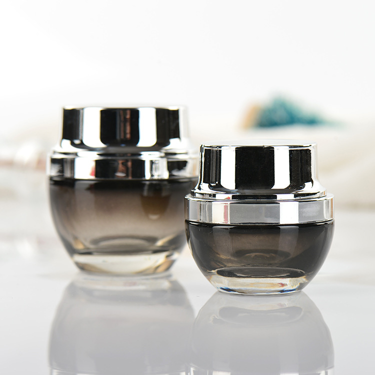 50 gram clear glass jar with shiny gold or silver cap for packing facial cream eye cream 30gram facial essence glass container