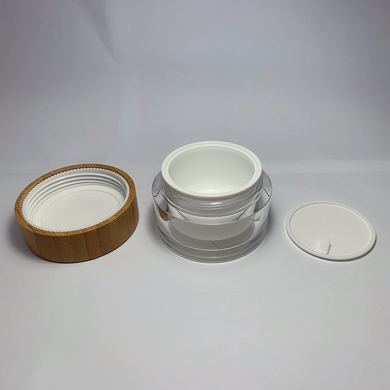 50 ml 1.6 oz Luxury Cosmetic Jar Acrylic Double Wall Jar with Bamboo Cap