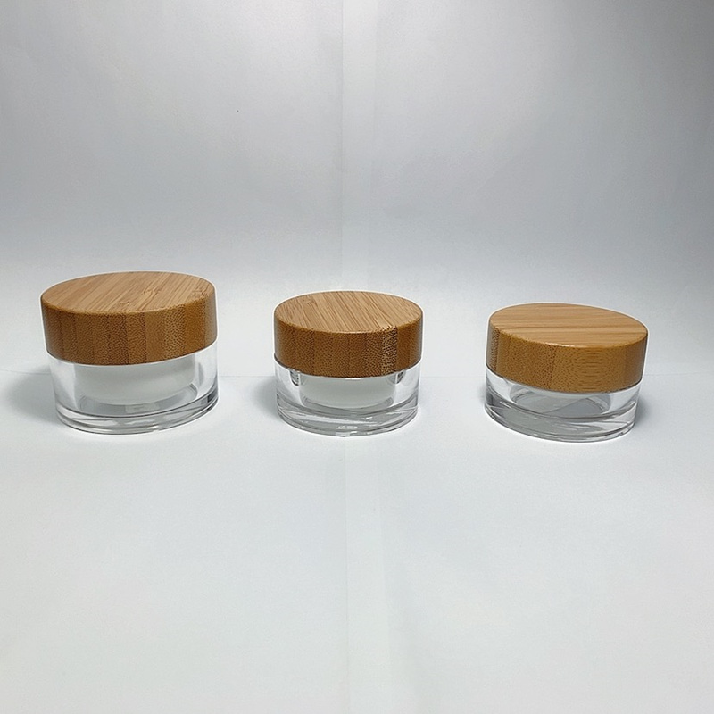 50 ml 1.6 oz Luxury Cosmetic Jar Acrylic Double Wall Jar with Bamboo Cap