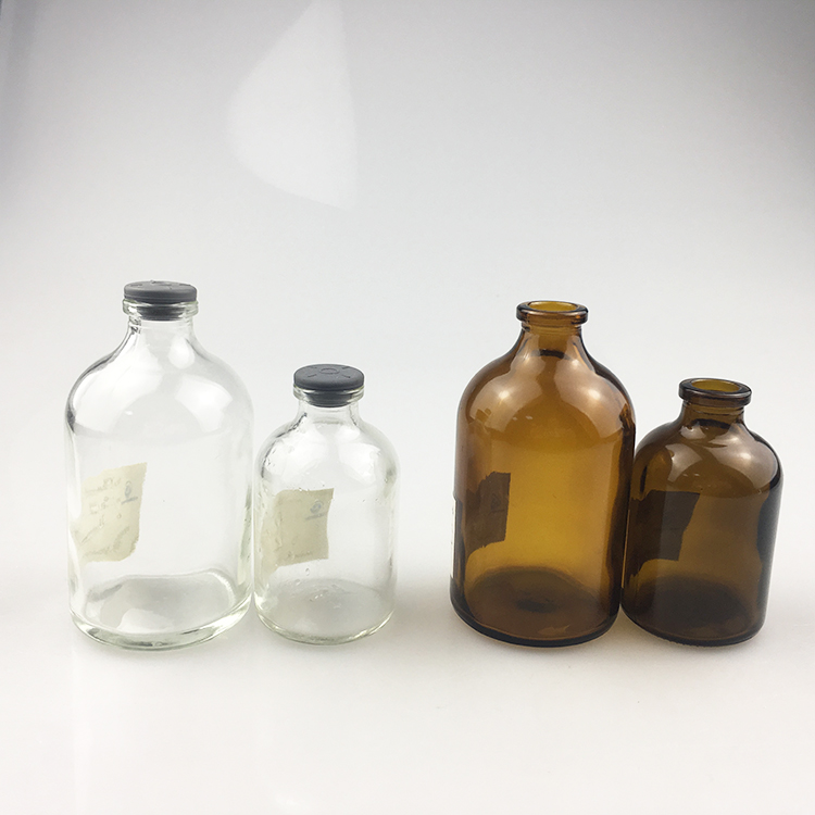 50 ml 100 ml amber brown penicillin bottle vial with plastic rubber cap