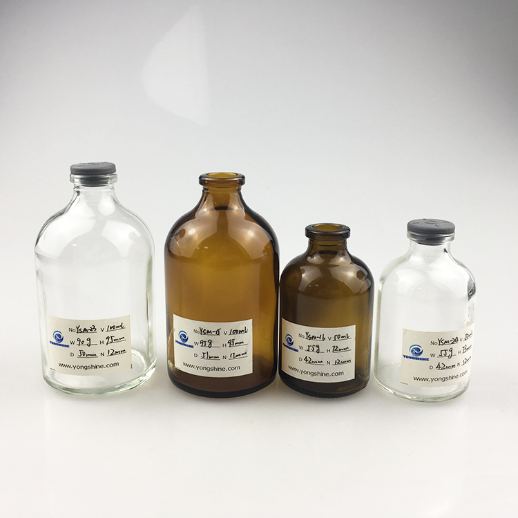 50 ml 100 ml amber brown penicillin bottle vial with plastic rubber cap