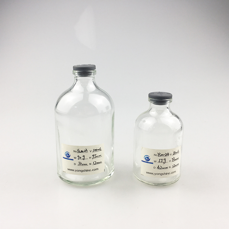 50 ml 100 ml amber brown penicillin bottle vial with plastic rubber cap