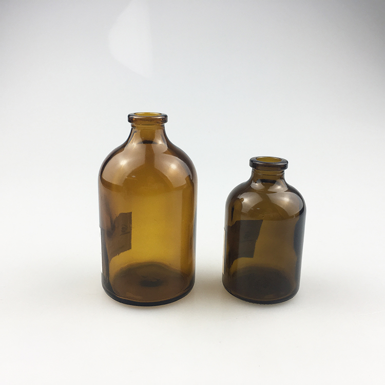 50 ml 100 ml amber brown penicillin bottle vial with plastic rubber cap