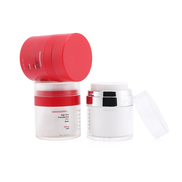 50 ml 50 g luxury red white moisturizer cosmetic vacuum packaging airless pump jar plastic jar for skin care cream