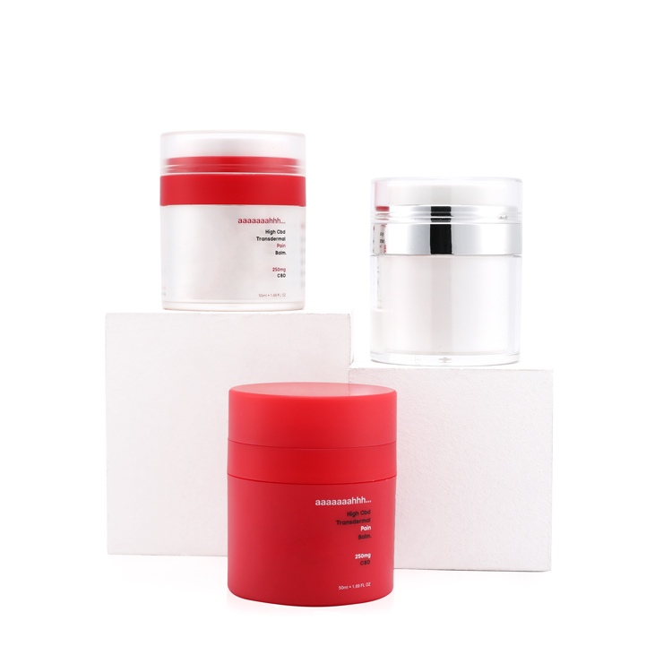 50 ml 50 g luxury red white moisturizer cosmetic vacuum packaging airless pump jar plastic jar for skin care cream