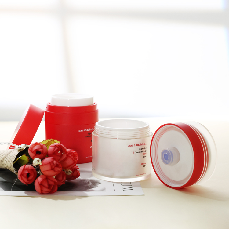 50 ml 50 g luxury red white moisturizer cosmetic vacuum packaging airless pump jar plastic jar for skin care cream