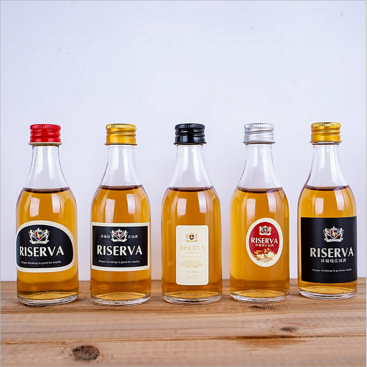 50 ml Mini liquor brandy whisky glass wine bottle with aluminum cap