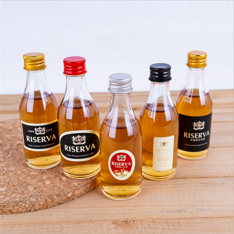 50 ml Mini liquor brandy whisky glass wine bottle with aluminum cap