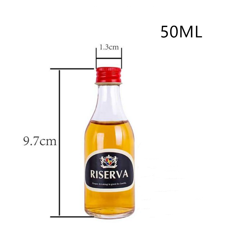 50 ml Mini liquor brandy whisky glass wine bottle with aluminum cap