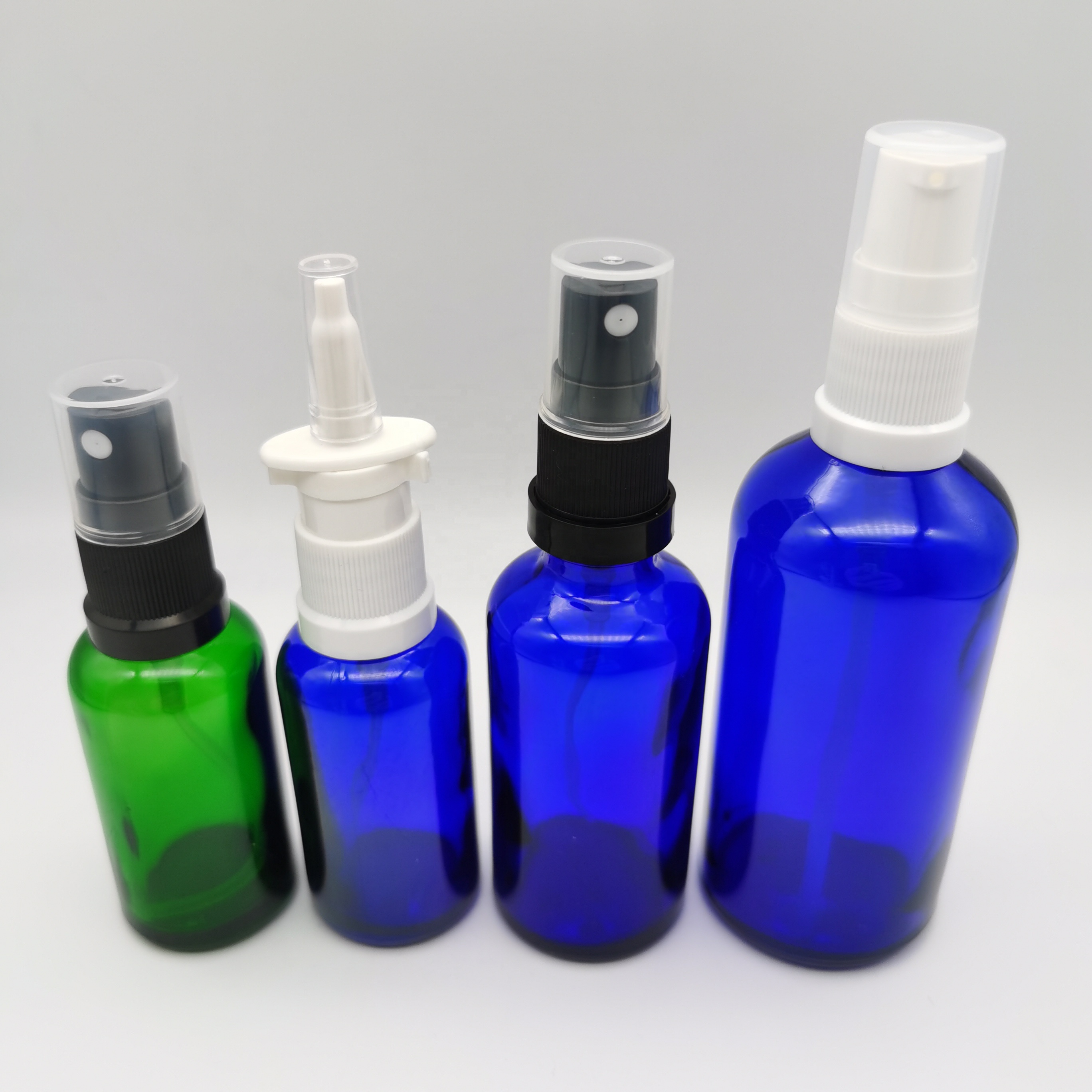 50 ml blue euro glass bottle with tamper evident spray for perfume cosmetic packaging