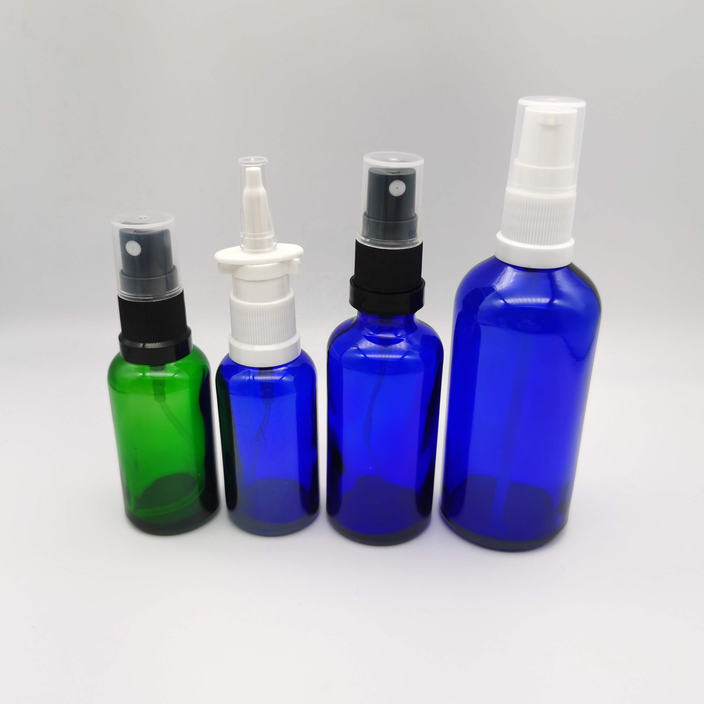 50 ml blue euro glass bottle with tamper evident spray for perfume cosmetic packaging
