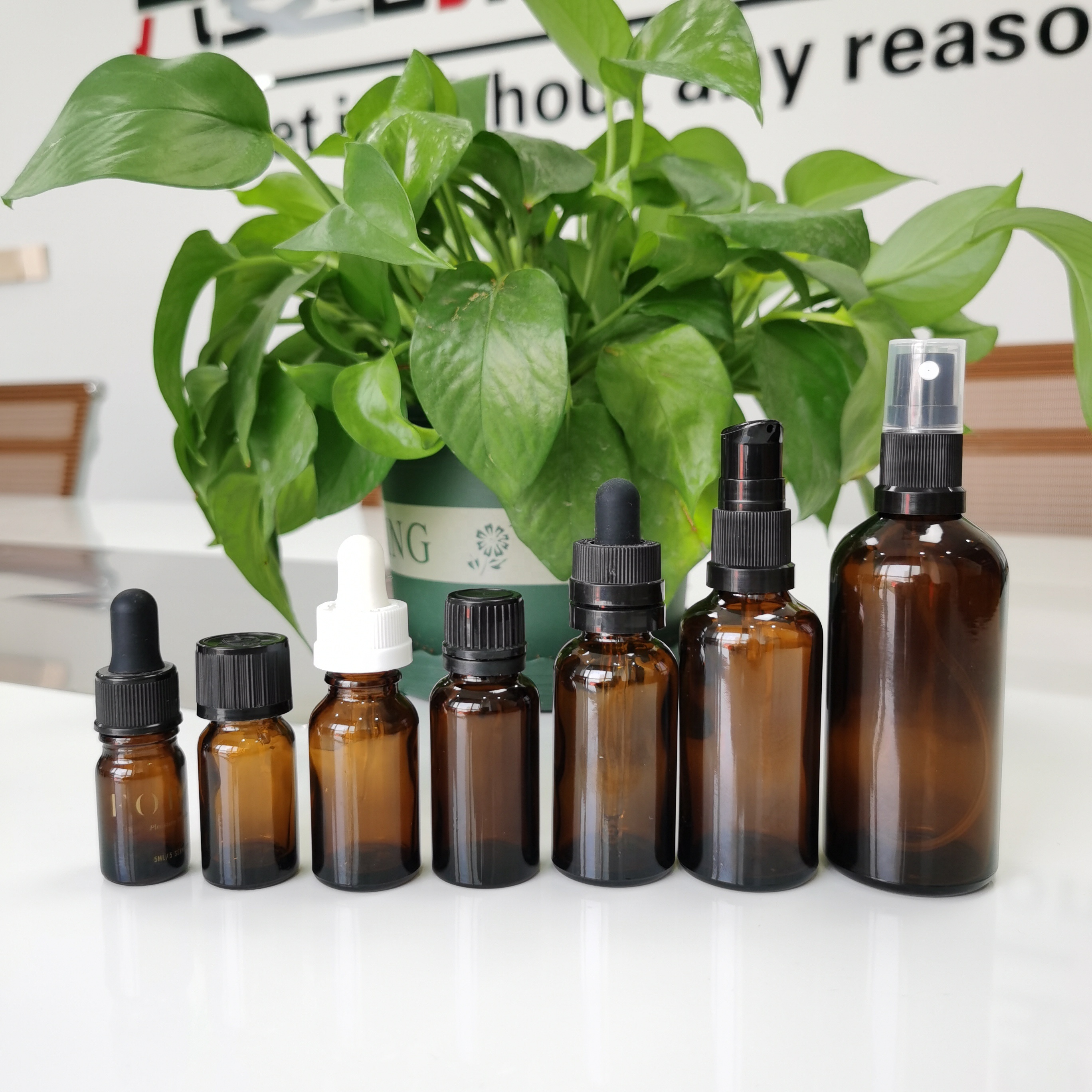 50 ml brown lotion pump glass bottle for face cream lotion cosmetic packaging