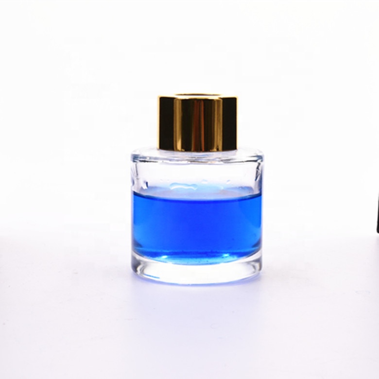 50 ml clear cylinder good-looking perfume aromatherapy glass bottle with screw round cap and Inside the transparent plug