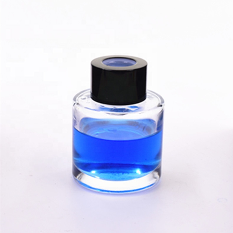 50 ml clear cylinder good-looking perfume aromatherapy glass bottle with screw round cap and Inside the transparent plug