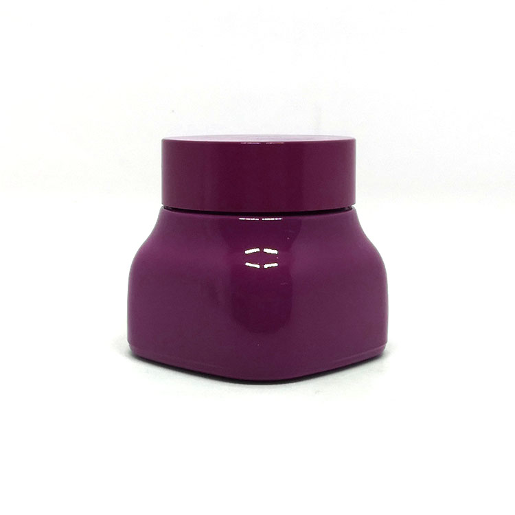 50 ml custom dark purple white porcelain cosmetic ceramic glass square jar with purple lids