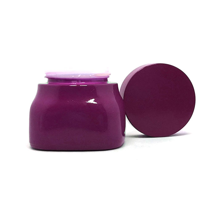 50 ml custom dark purple white porcelain cosmetic ceramic glass square jar with purple lids