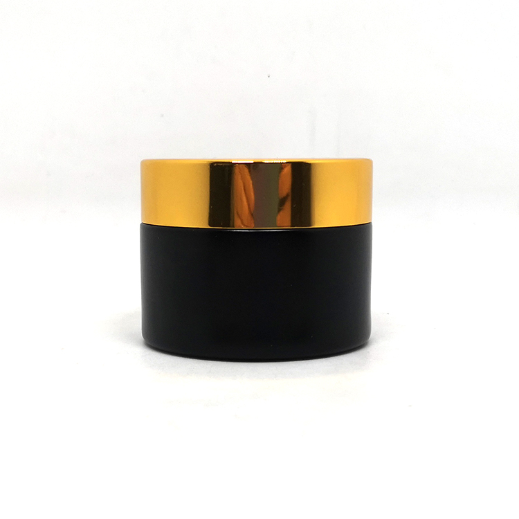 50 ml empty black frosted glass cosmetic cream jar container for hair serum packaging