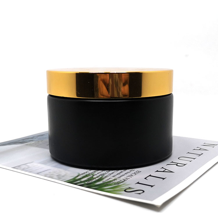 50 ml empty black frosted glass cosmetic cream jar container for hair serum packaging