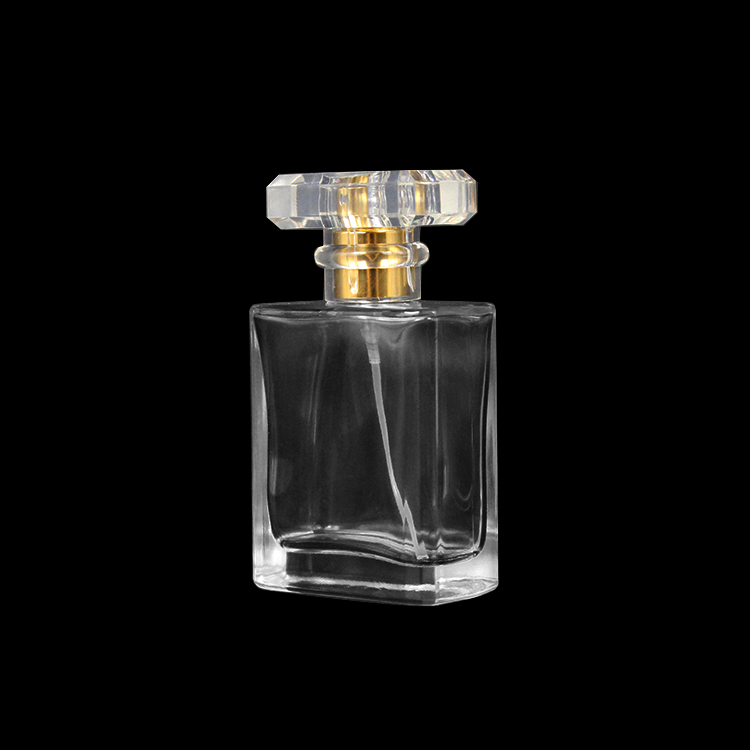 50 ml empty crystal  screw neck decorative perfume glass bottle with spray pump