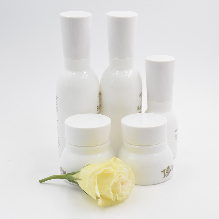 50 ml white glass jar skin care cream opal white glass jar with white plastic cap
