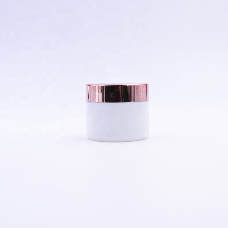 50 ml white raw meterial personal skin care face cream cosmetic packing glass jar with black screw plastic smooth lid