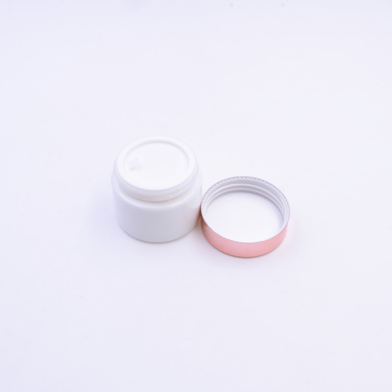 50 ml white raw meterial personal skin care face cream cosmetic packing glass jar with black screw plastic smooth lid