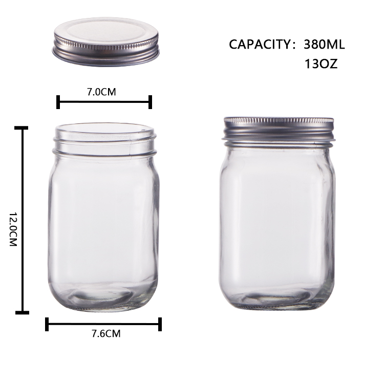 500 ML 380 ML 200 ML 100 ML Empty Glass Mason Jar For Honey With Screw Metal Lid