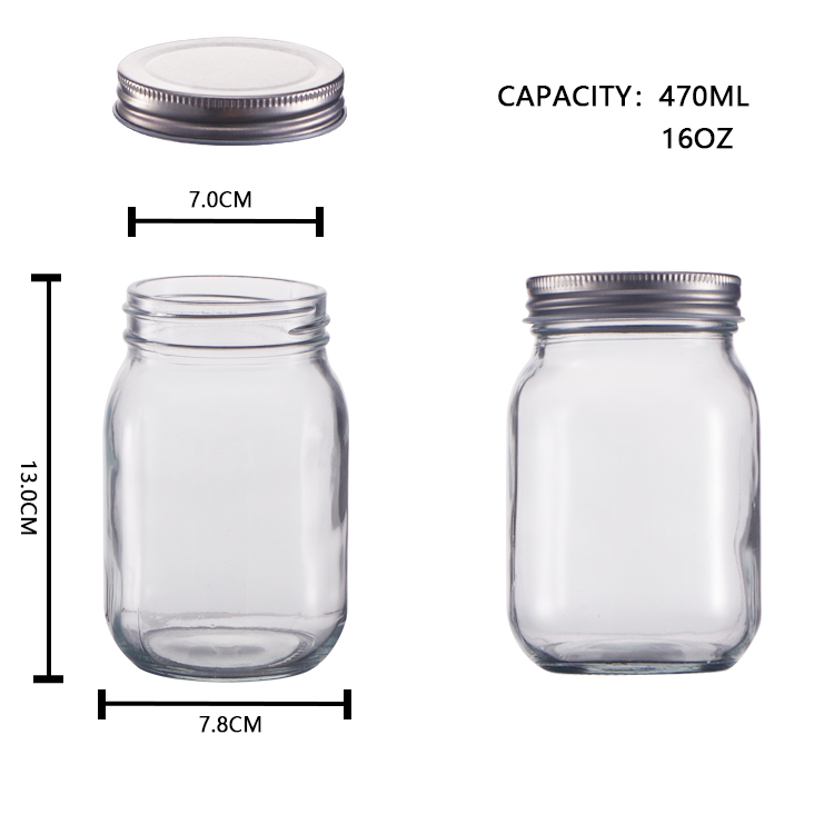 500 ML 380 ML 200 ML 100 ML Empty Glass Mason Jar For Honey With Screw Metal Lid