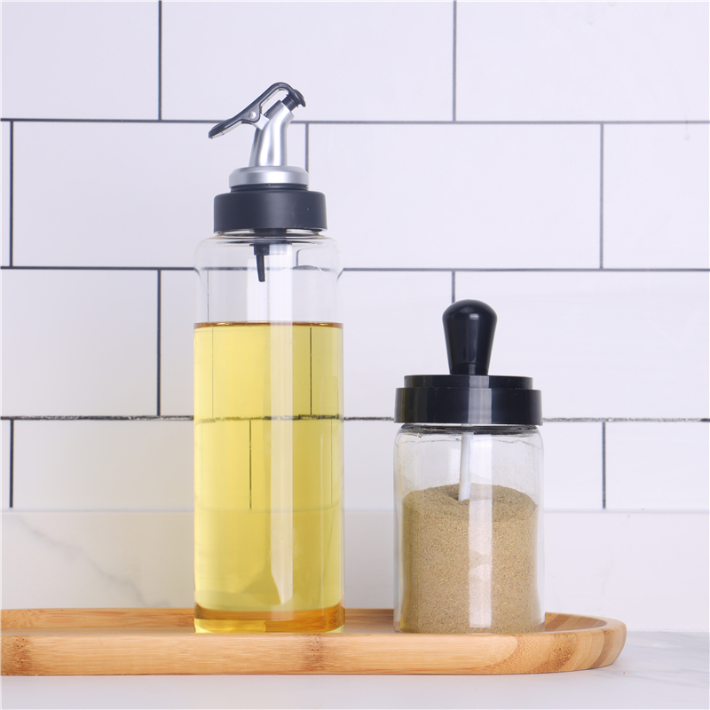 500 ML Hot Selling Kitchen Cooking Oil Glass Bottle For Olive Container With PP, Stainless Lids
