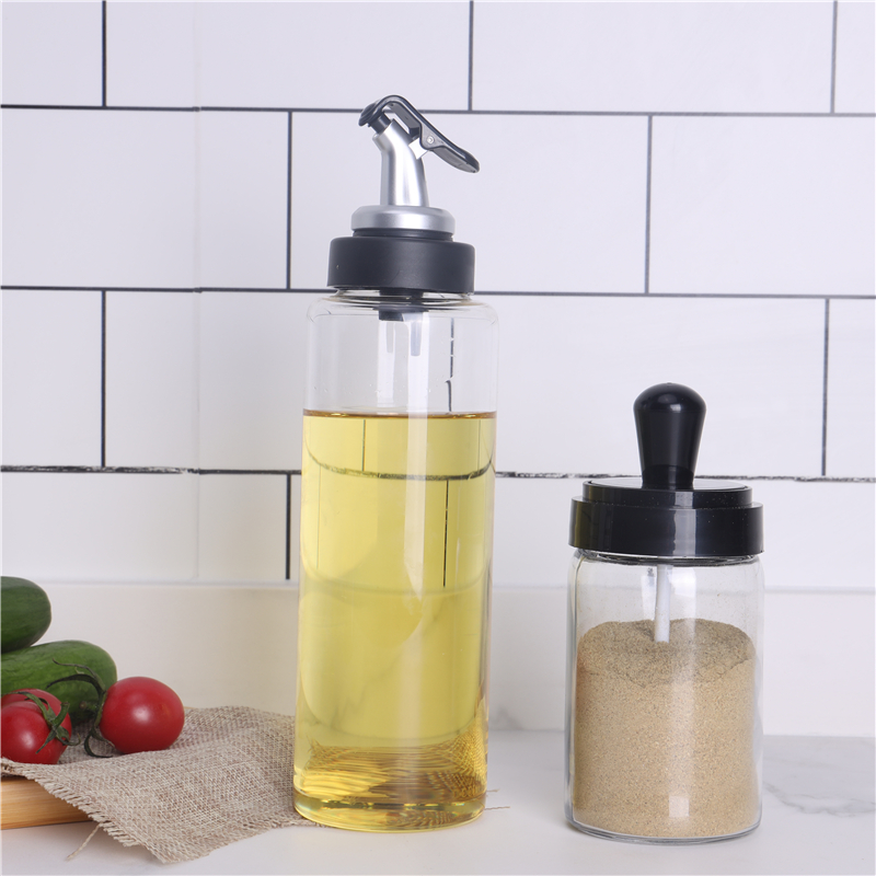 500 ML Hot Selling Kitchen Cooking Oil Glass Bottle For Olive Container With PP, Stainless Lids