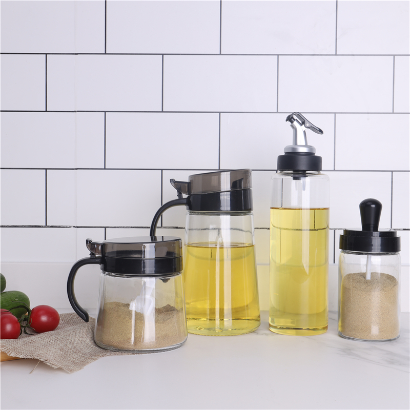 500 ML Hot Selling Kitchen Cooking Oil Glass Bottle For Olive Container With PP, Stainless Lids