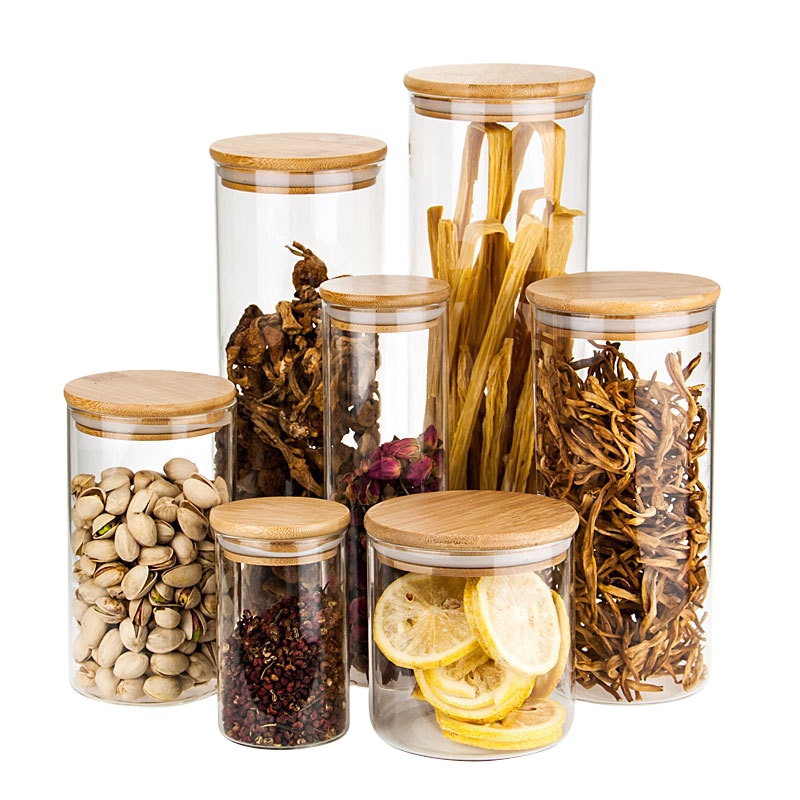 500 ml 1000ml 1l ogarnic food glass big mason jar bonjour glass jat with wooden lid