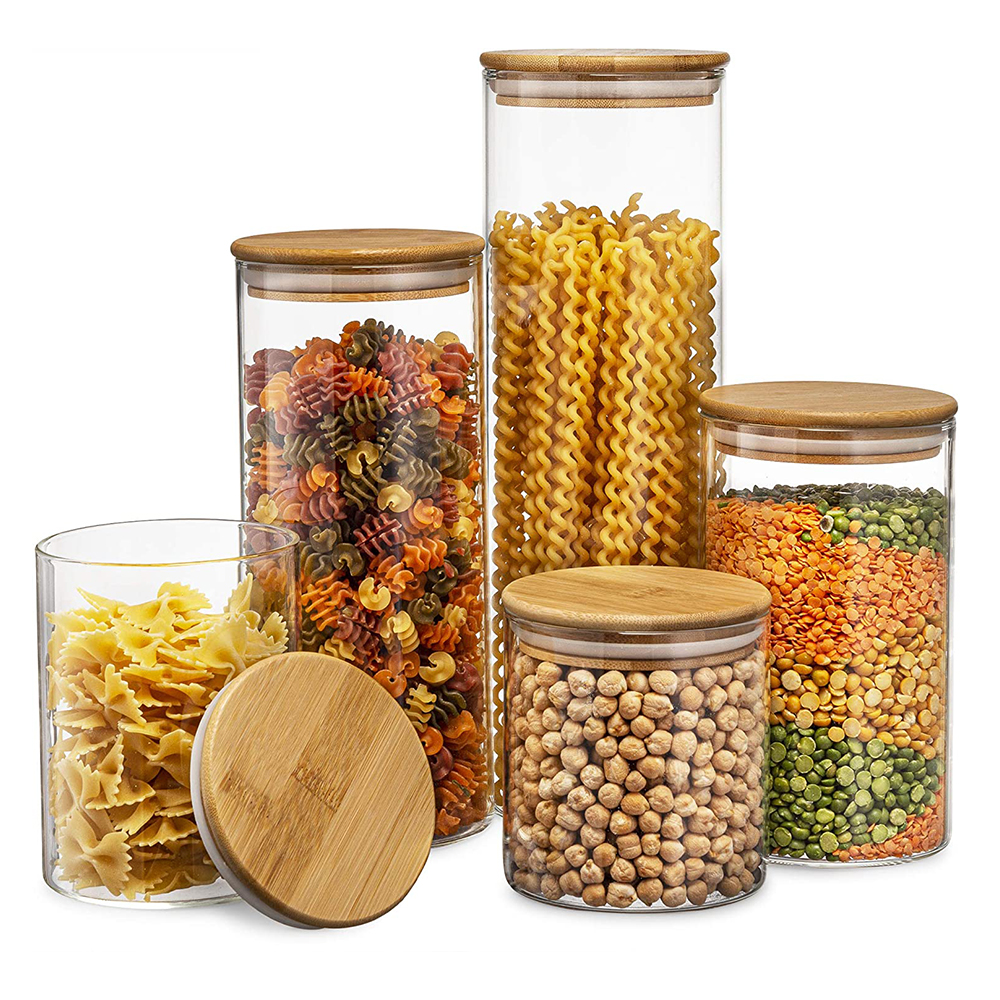 500 ml 1000ml 1l ogarnic food glass big mason jar bonjour glass jat with wooden lid