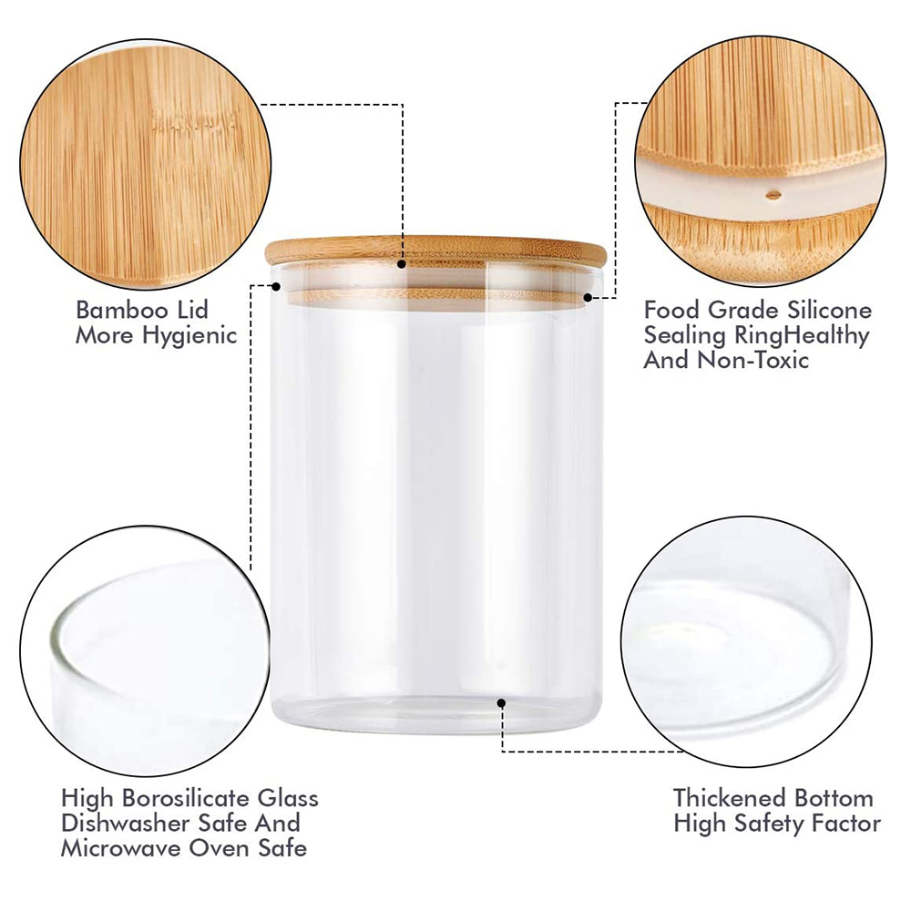 500 ml 1000ml 1l ogarnic food glass big mason jar bonjour glass jat with wooden lid