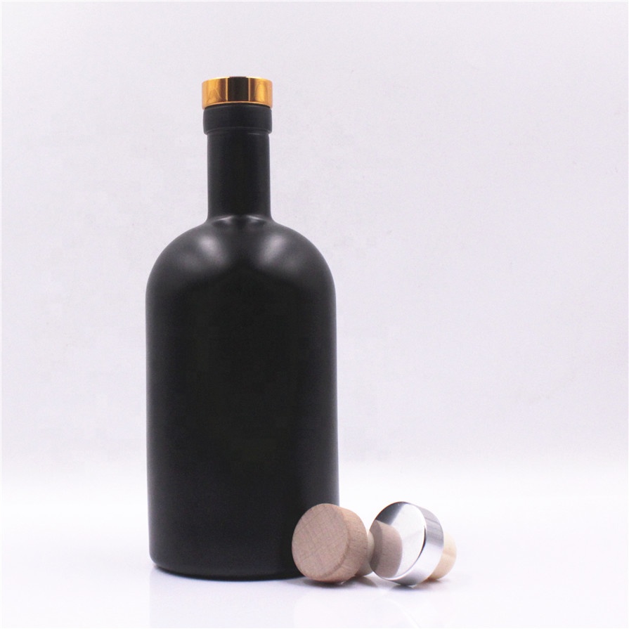 500 ml 26oz super extra flint 750 ml 700 ml round shape oslo spirits liquor black color glass bottles for vodka with cork