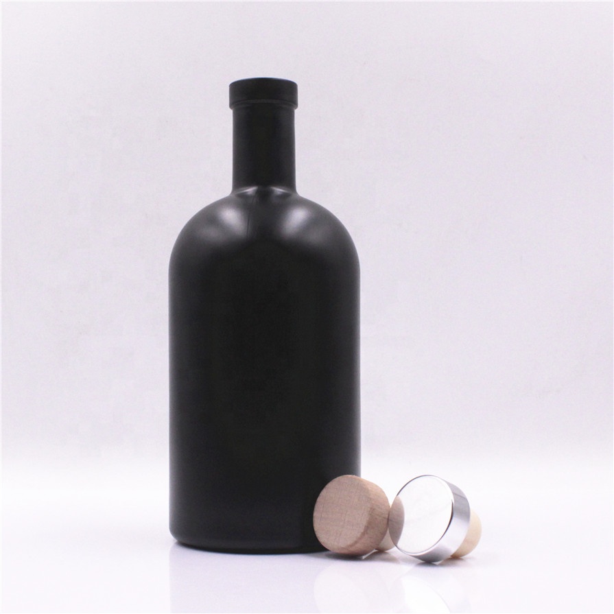 500 ml 26oz super extra flint 750 ml 700 ml round shape oslo spirits liquor black color glass bottles for vodka with cork