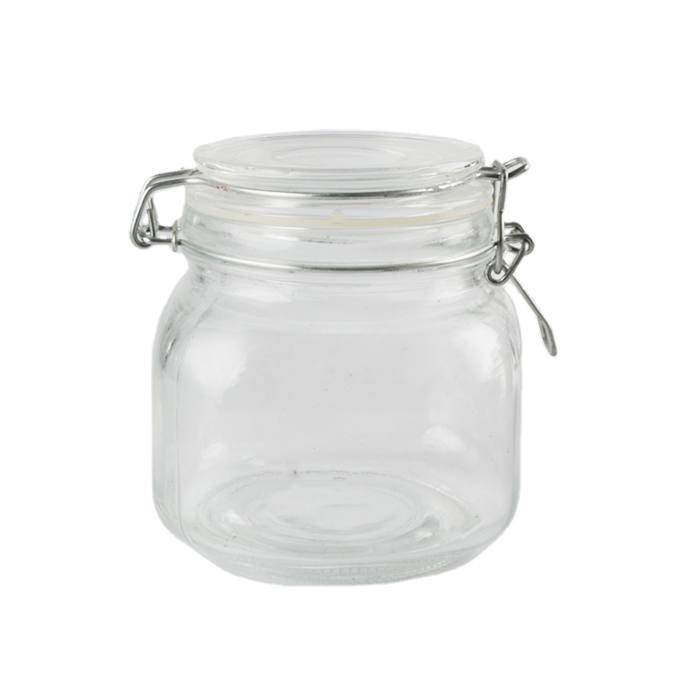500 ml  Square  Glass  Clip   Storage Jar Seal Canning Jars