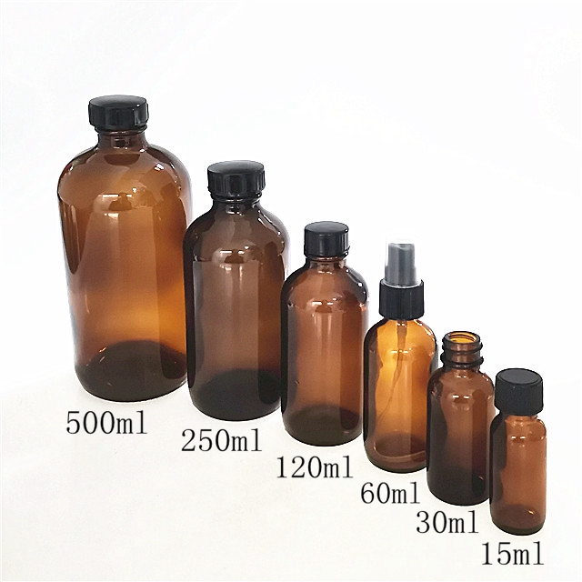 500 ml amber body lotion squeeze glass packaging bottle with mist spray and trigger