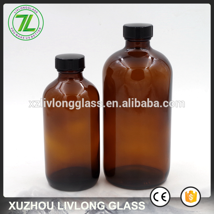 500 ml clear blue amber red boston round glass bottle with trigger