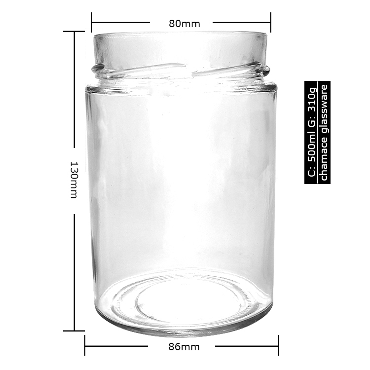 500 ml cylindrical food containers kitchen glass jar storage