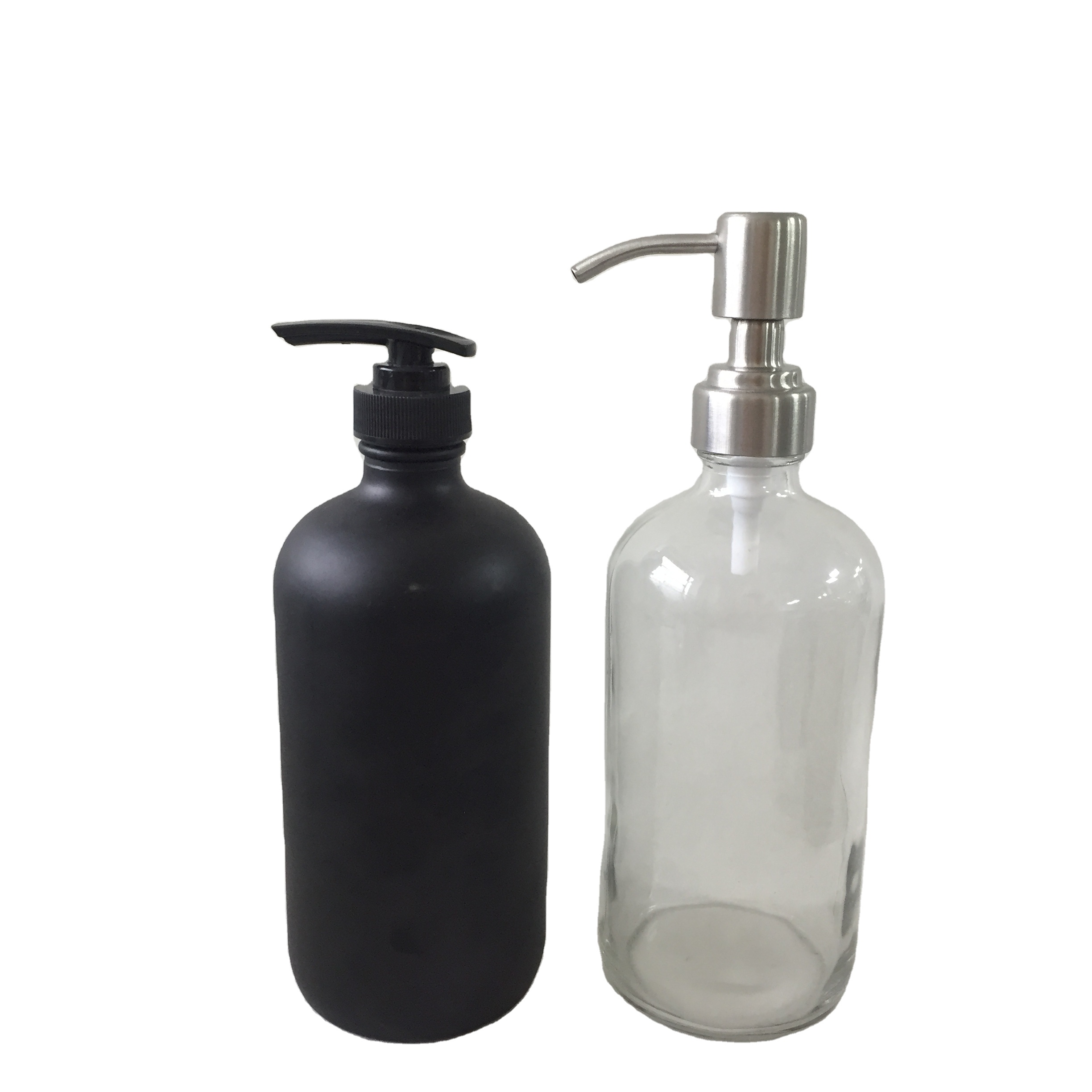 500ML 1000ML Foam Pump Glass Boston Bottle With Stainless Steel Or Plastic Spray Head