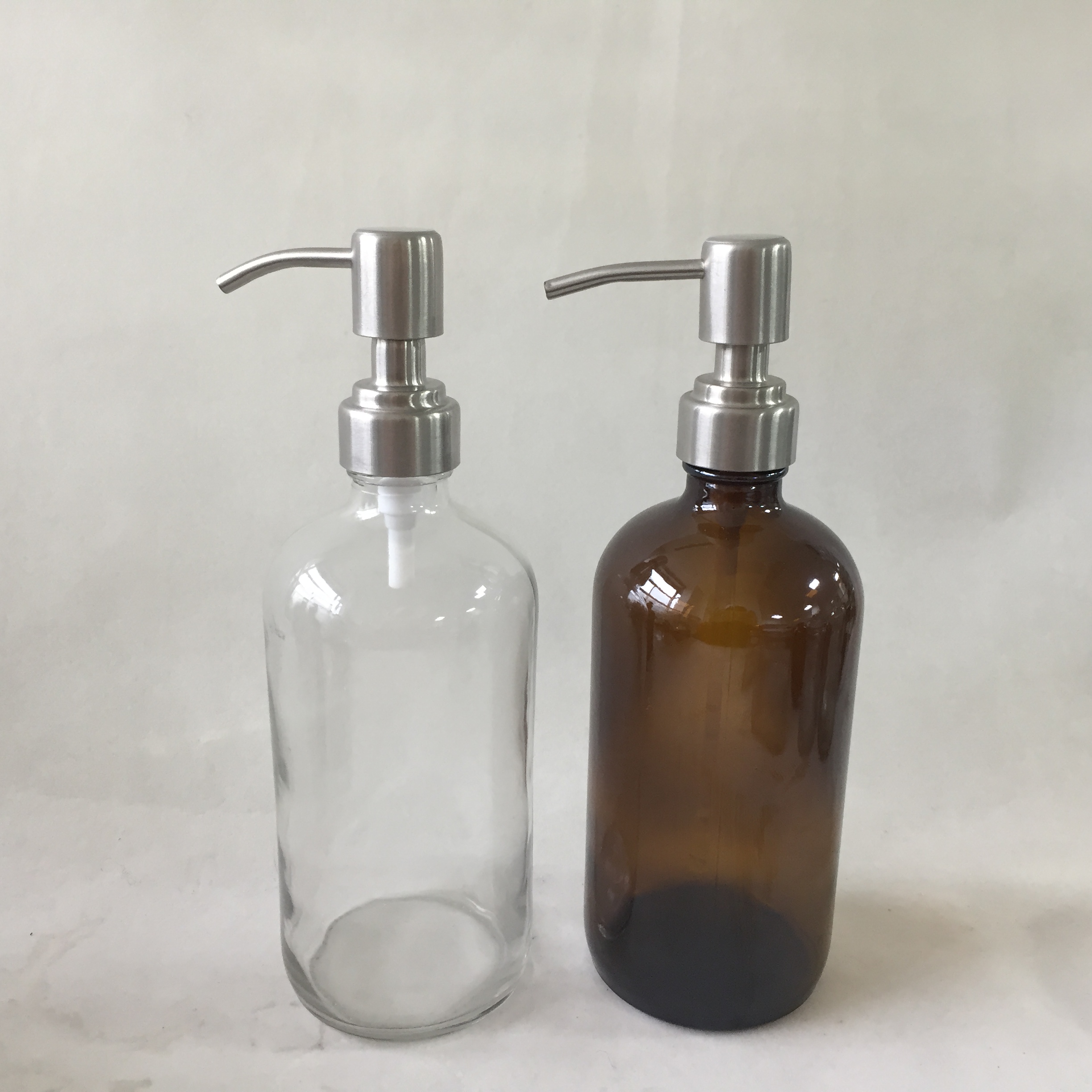 500ML 1000ML Foam Pump Glass Boston Bottle With Stainless Steel Or Plastic Spray Head