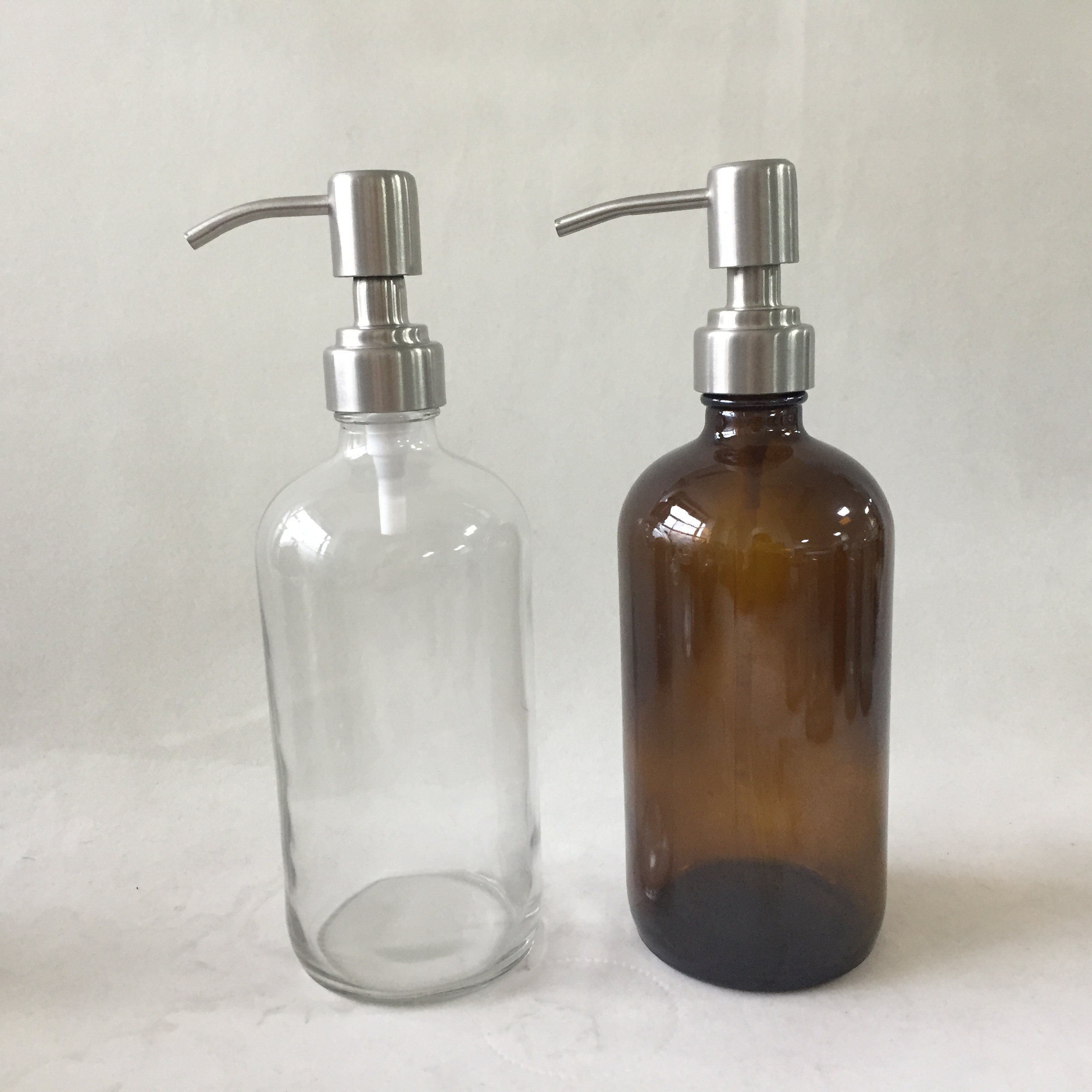 500ML 1000ML Foam Pump Glass Boston Bottle With Stainless Steel Or Plastic Spray Head